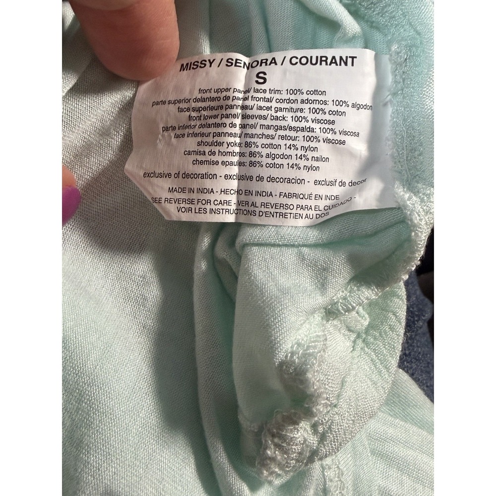 Flutter & Kick Maternity Tunic Mint Embroidered Lace Cotton Floral Cottagecore - Picture 7 of 8